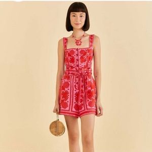 NWT adorable pink & red FARM RIO ROMPER. Never worn.